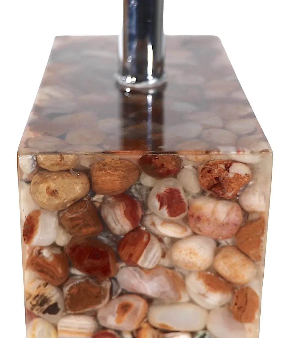 Pr. Lucite Encased River Rocks Table Lamps - 5