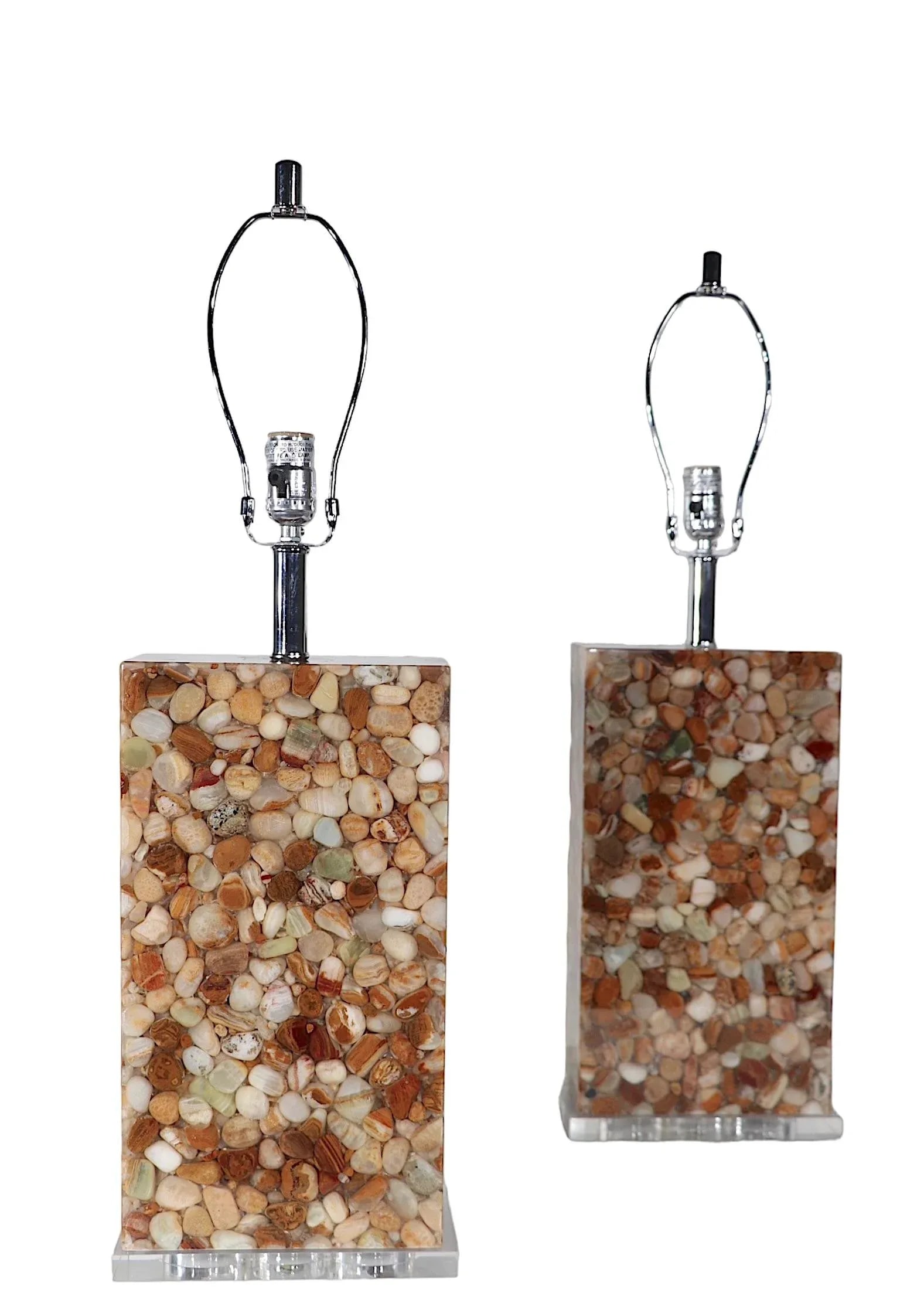 Pr. Lucite Encased River Rocks Table Lamps - 7