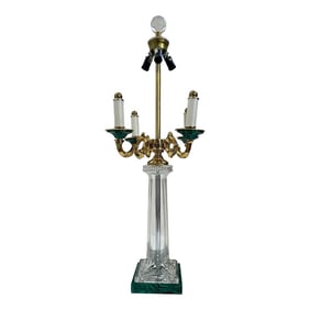1980s Beth Weissman Malachite and Brass Four Arm Lamp