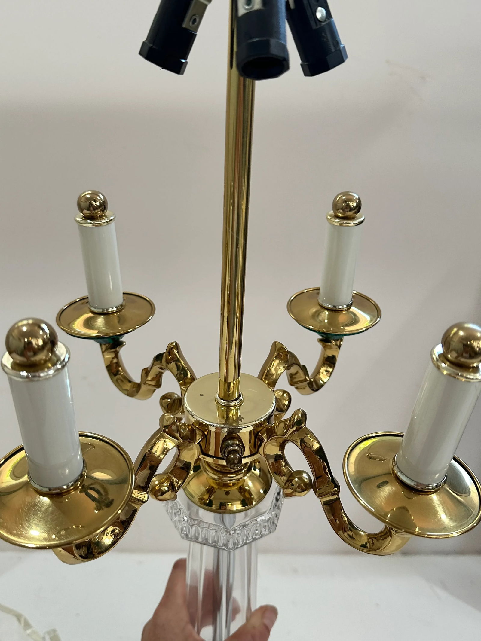 1980s Beth Weissman Malachite and Brass Four Arm Lamp - 7