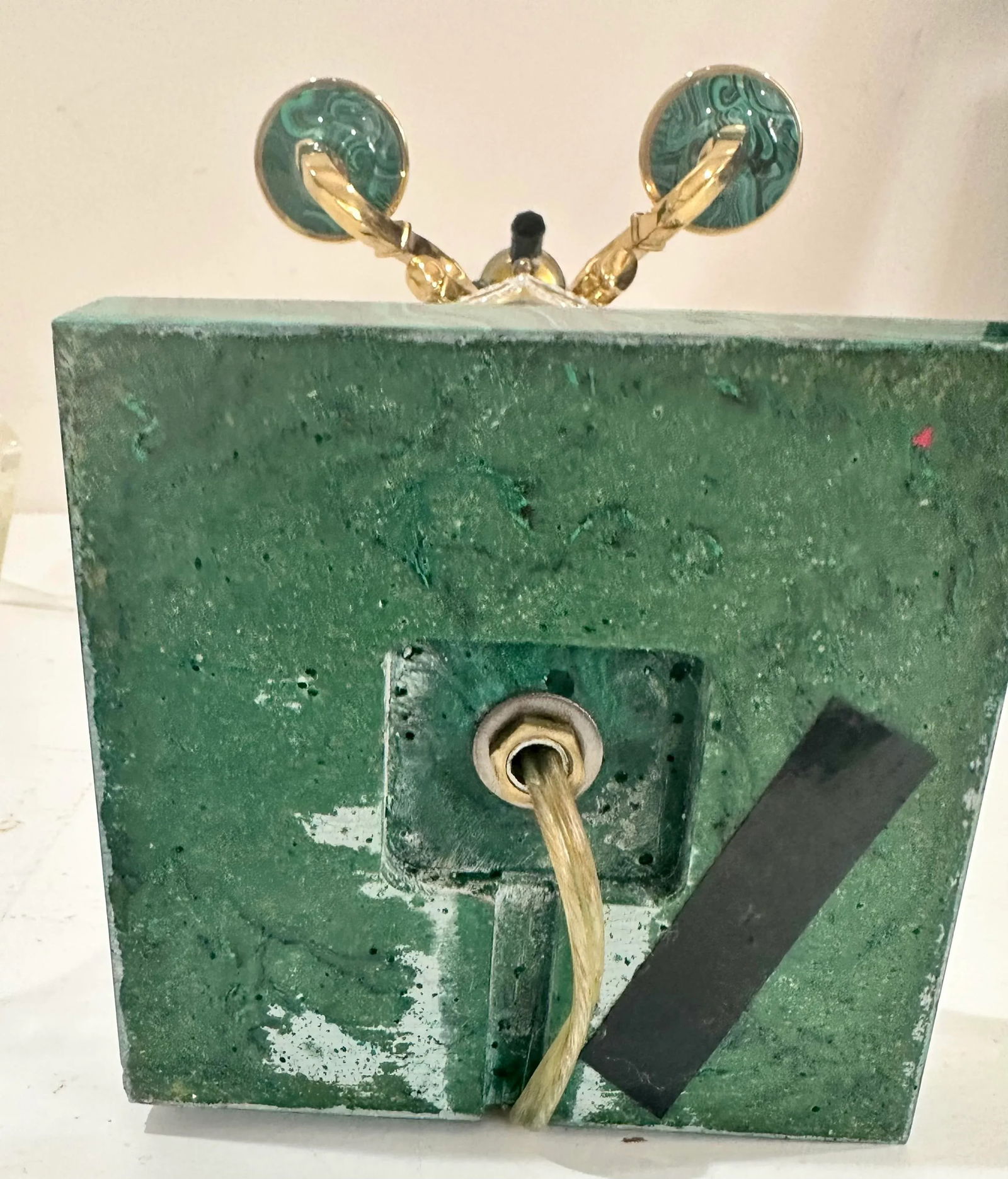 1980s Beth Weissman Malachite and Brass Four Arm Lamp - 8