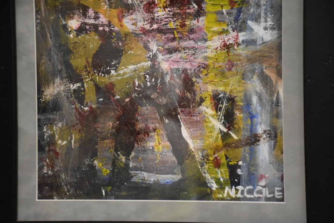 1970s Abstract Oil Painting Singed Nicole - 3