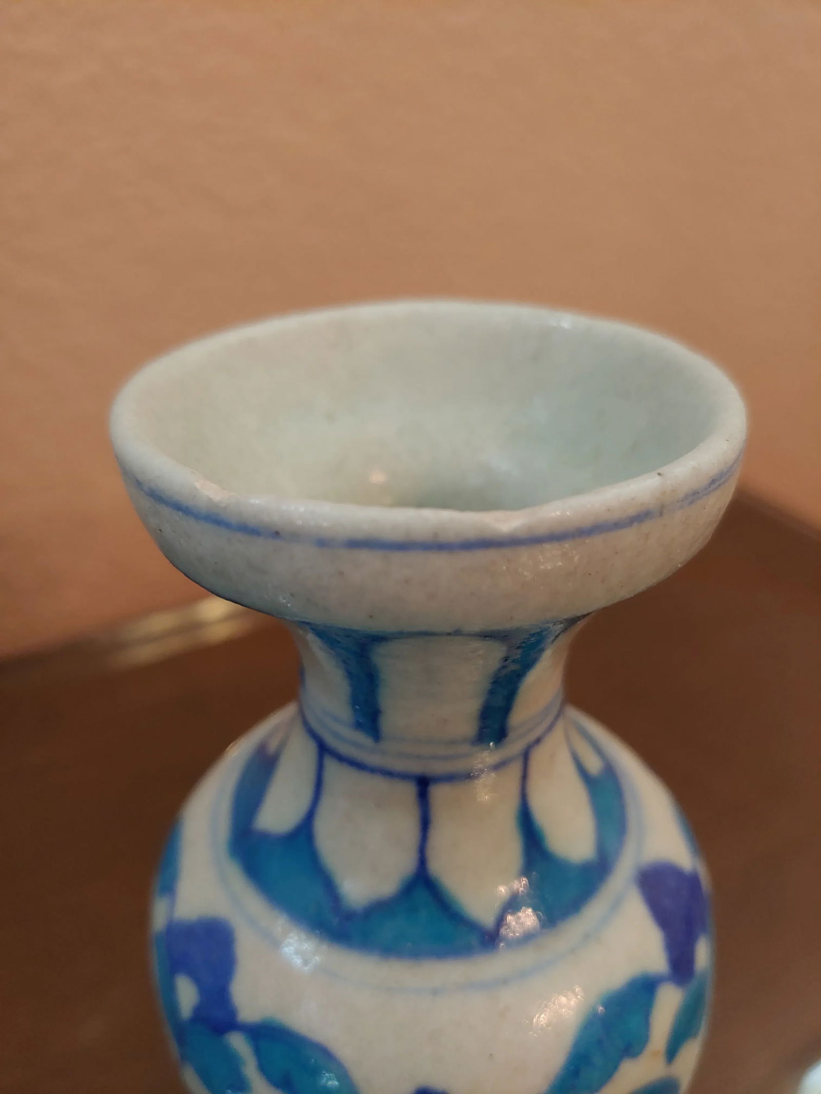 Vintage Moroccan Blue and White Bud Vase - 2