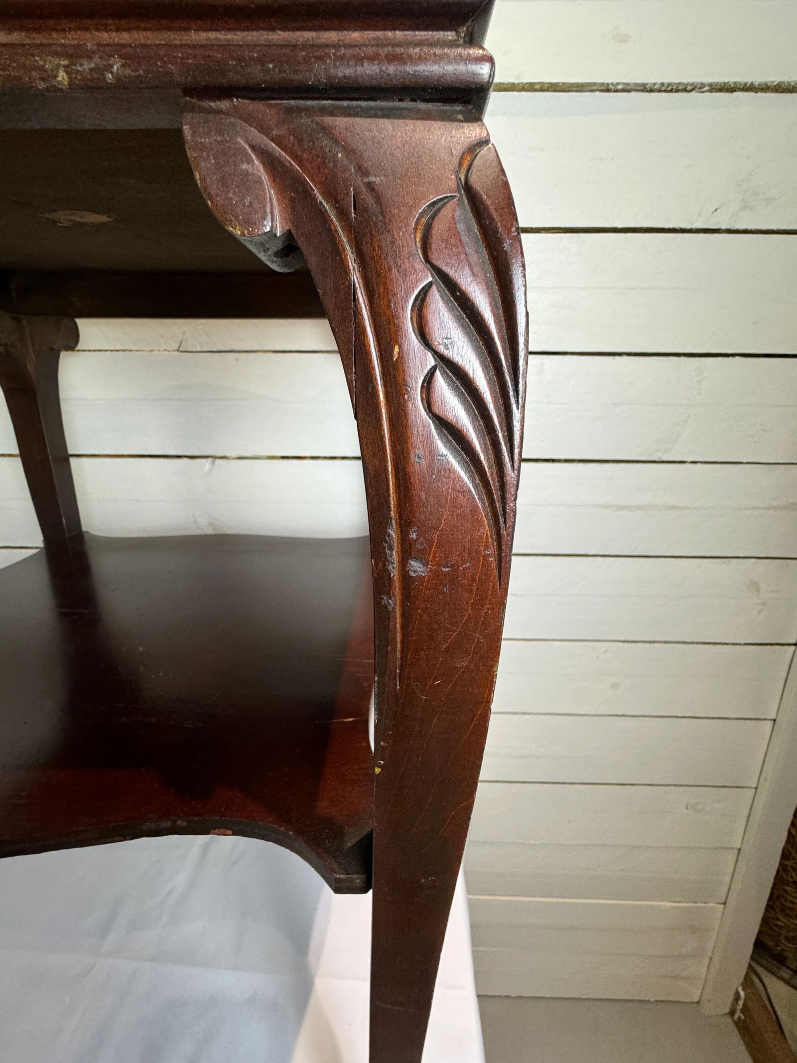 1940s Chippendale Style Gallery Top Two Tiered Claw and Ball Table - 9