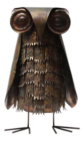 Vintage Brutalist Mixed-Metal Owl Sculpture