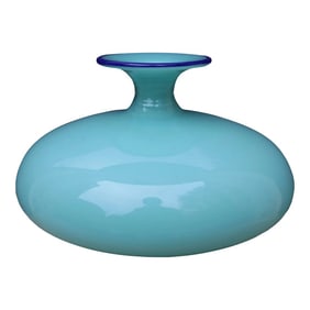 Signed Art Glass Vase in Two Tone Blue C.1970/1990