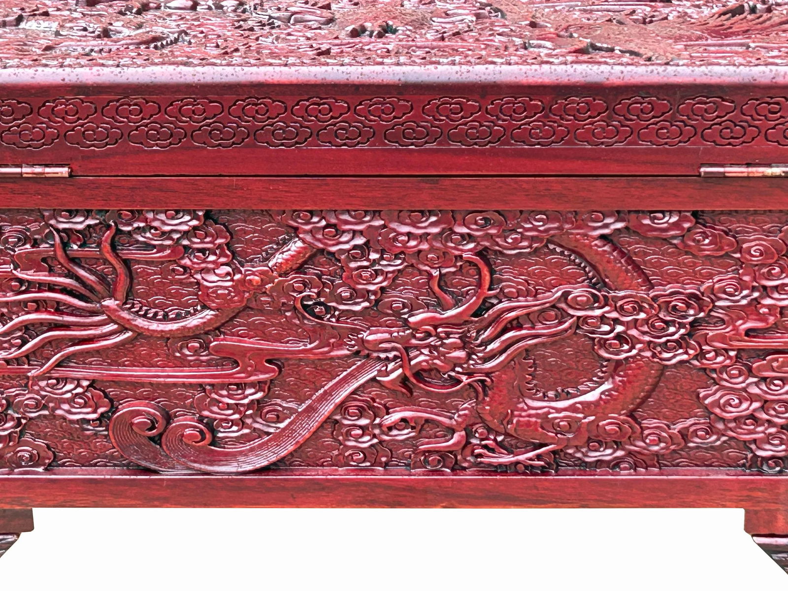 26.5" Small Oriental Brown Phoenix Dragon Carving Camphor Trunk Table - 11