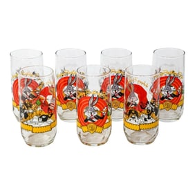 1990s Bugs Bunny Happy 50th Birthday Collectible Drinking Glasses Warner Bros