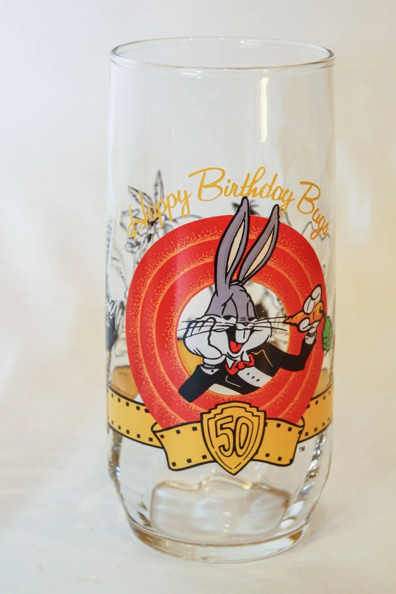 1990s Bugs Bunny Happy 50th Birthday Collectible Drinking Glasses Warner Bros - 3