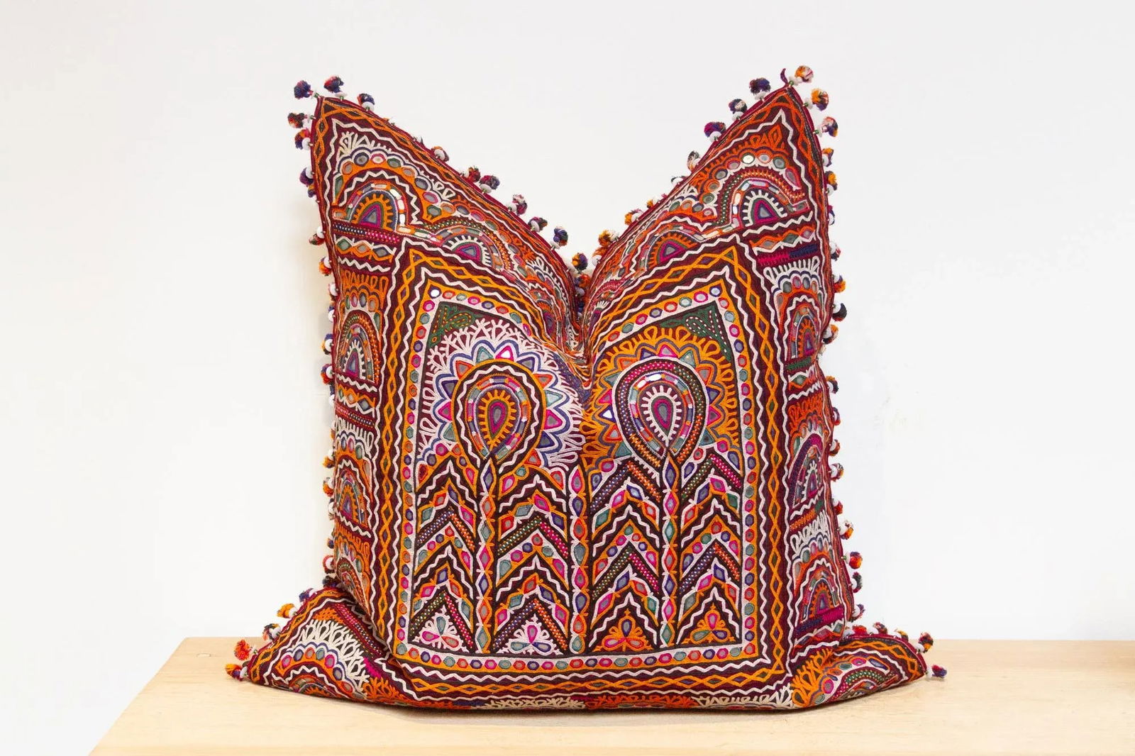 Barkha Rajasthani Embroidered Large Decorative Euro Pillow - 6