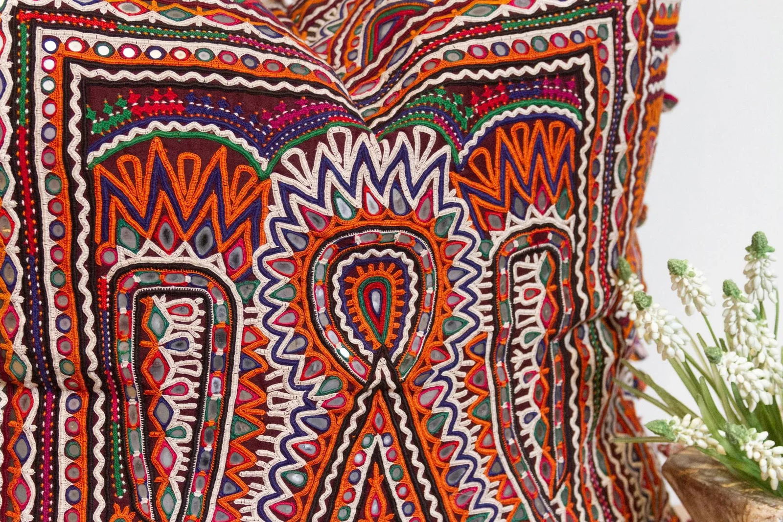 Jasmine Rajasthani Embroidered Decorative Pillow - 5