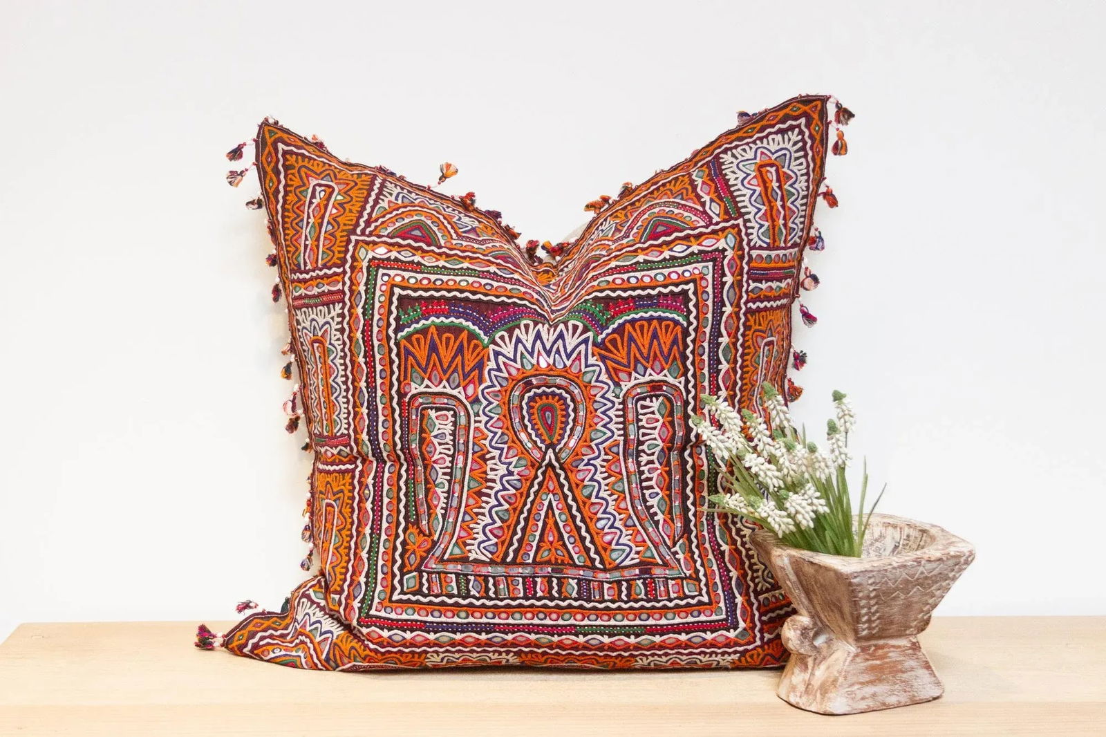Jasmine Rajasthani Embroidered Decorative Pillow - 8