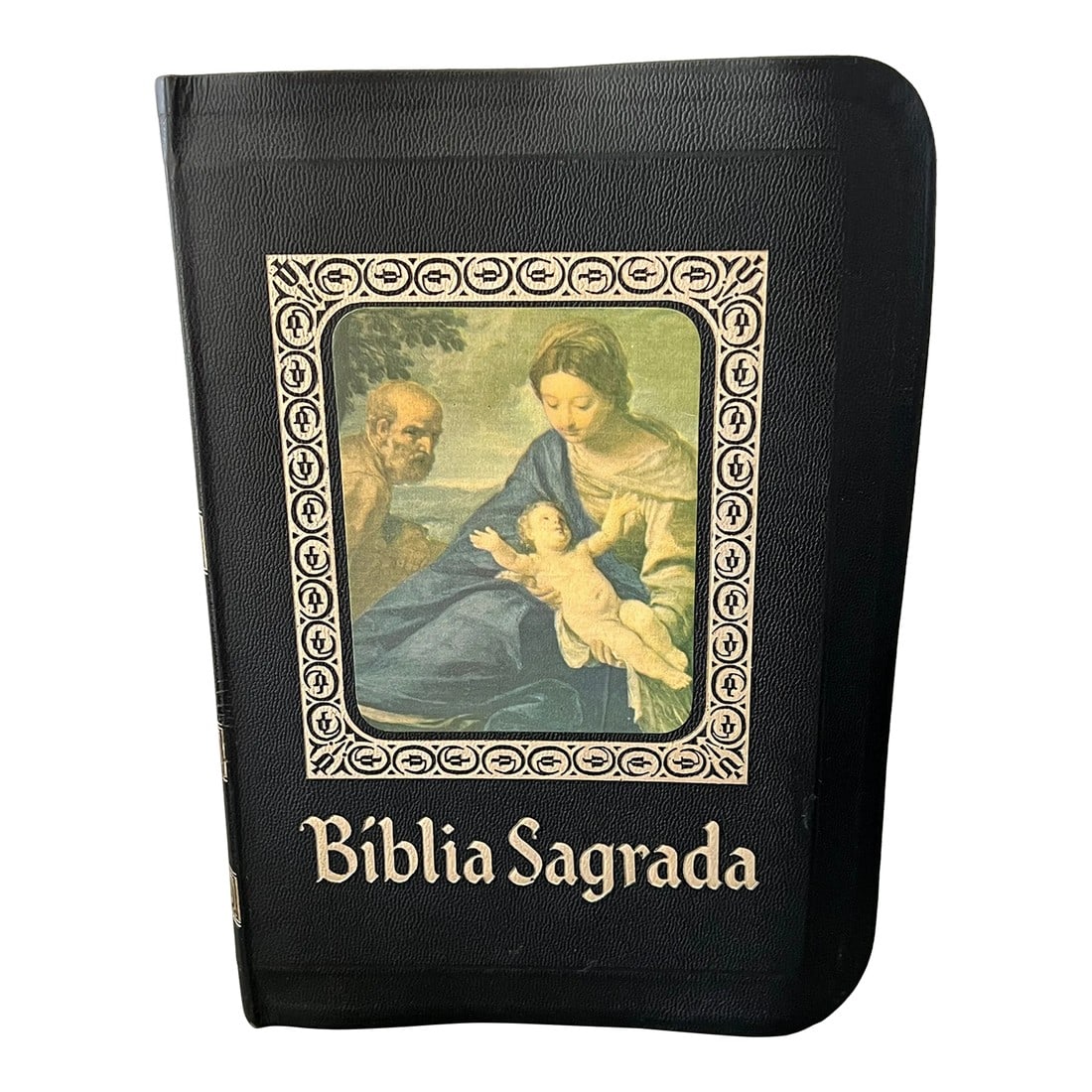 1974 Biblia Sagrada in Portuguese Beautiful Condition: Beautiful Portuguese Bible from 1974. Leather cover with gold foil accents. ECUMENICAL EDITION Translation of Father AntÃ´nio Pereira de Figueiredo With notes and a complete Practical