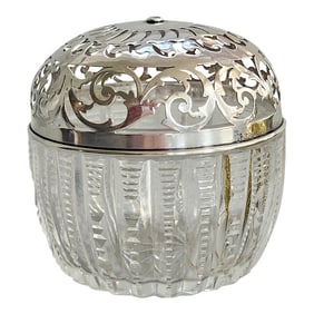 Antique Crystal Twine Holder With Sterling Top, String Holder Dispenser by Gorham