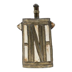 Moroccan Berber Tuareg Metal Tribal Flask Overlay