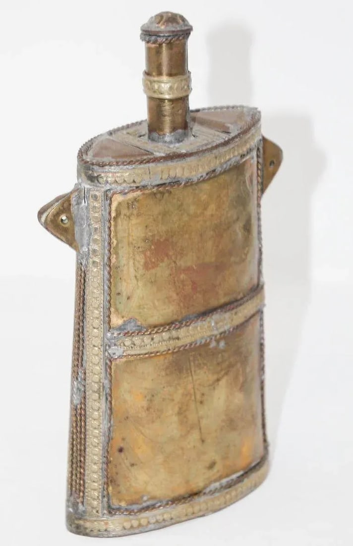 Moroccan Berber Tuareg Metal Tribal Flask Overlay - 4