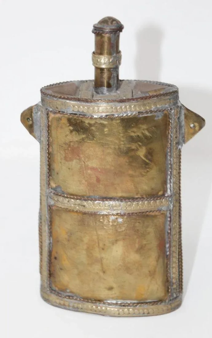 Moroccan Berber Tuareg Metal Tribal Flask Overlay - 5