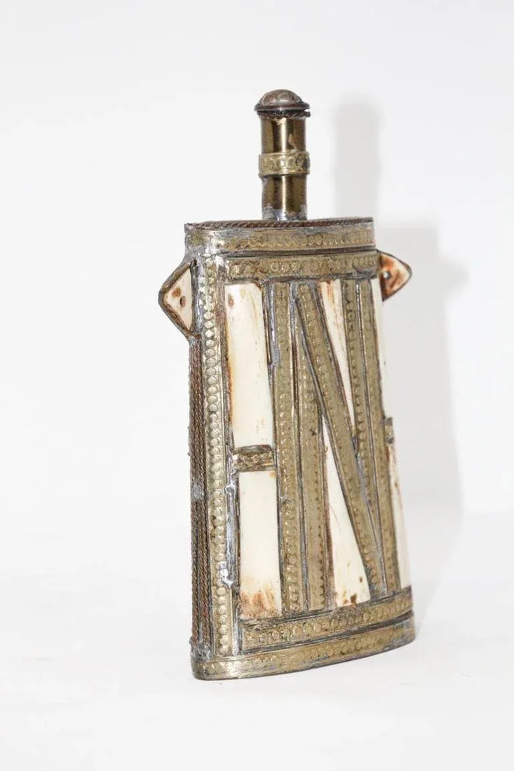 Moroccan Berber Tuareg Metal Tribal Flask Overlay - 7