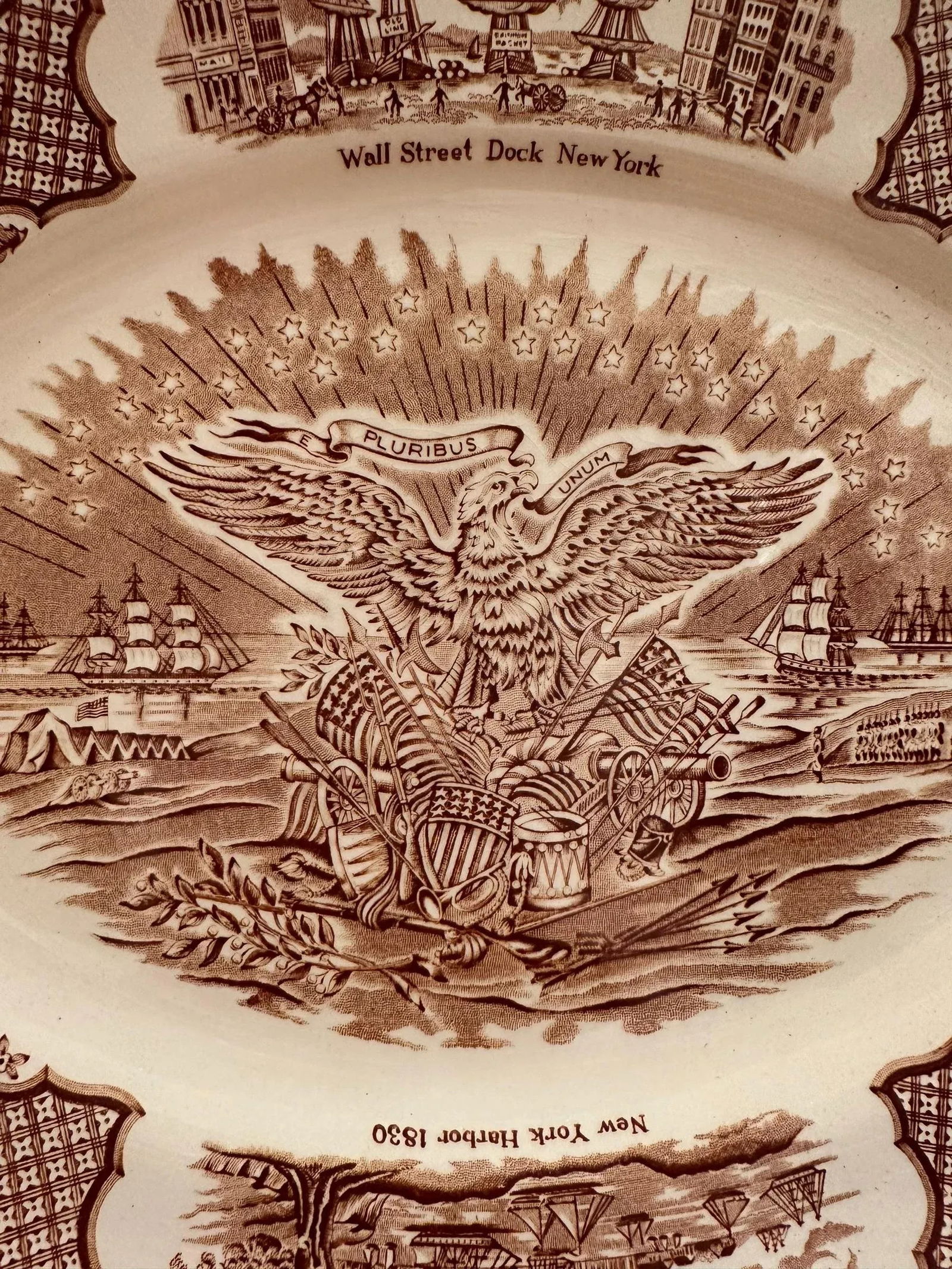 Vintage Alfred Meakin Staffordshire Fair Winds The Friendship of Salem Brown Platter - 3