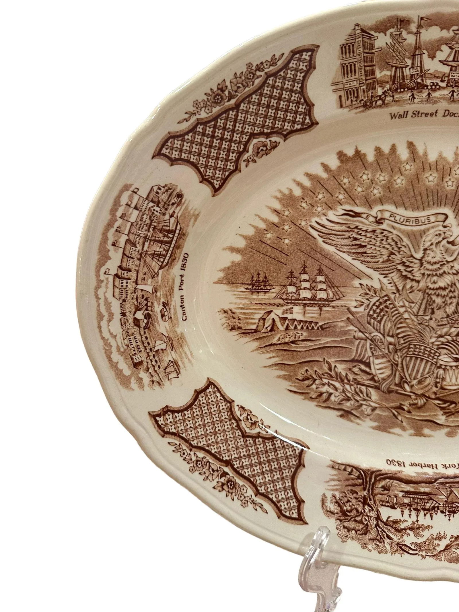 Vintage Alfred Meakin Staffordshire Fair Winds The Friendship of Salem Brown Platter - 4