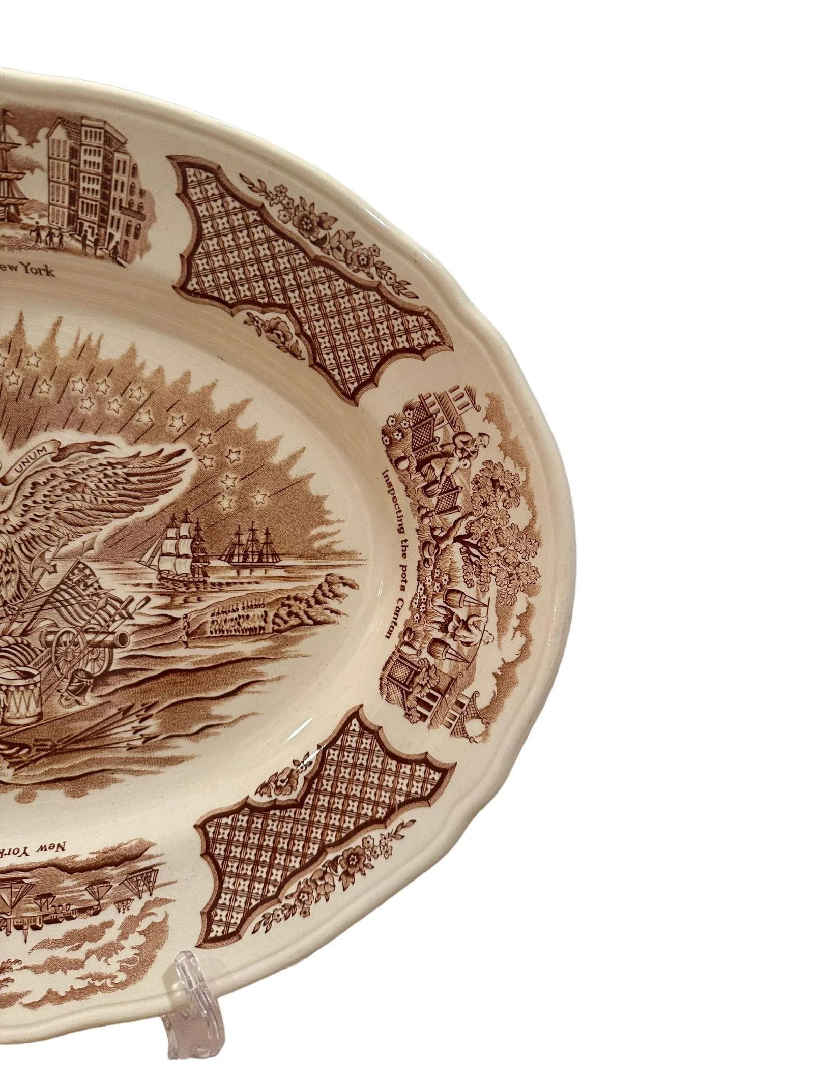 Vintage Alfred Meakin Staffordshire Fair Winds The Friendship of Salem Brown Platter - 5