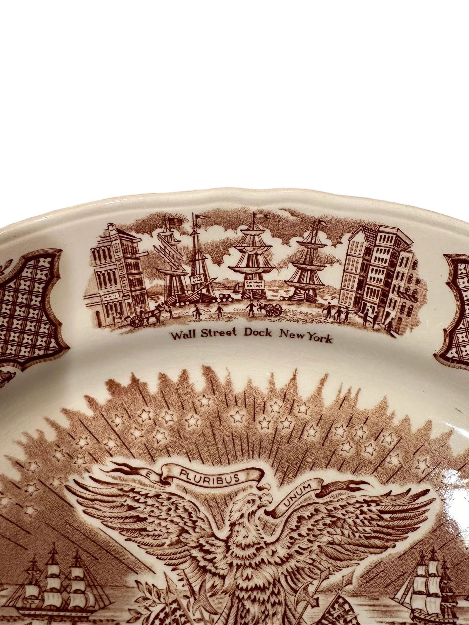 Vintage Alfred Meakin Staffordshire Fair Winds The Friendship of Salem Brown Platter - 6