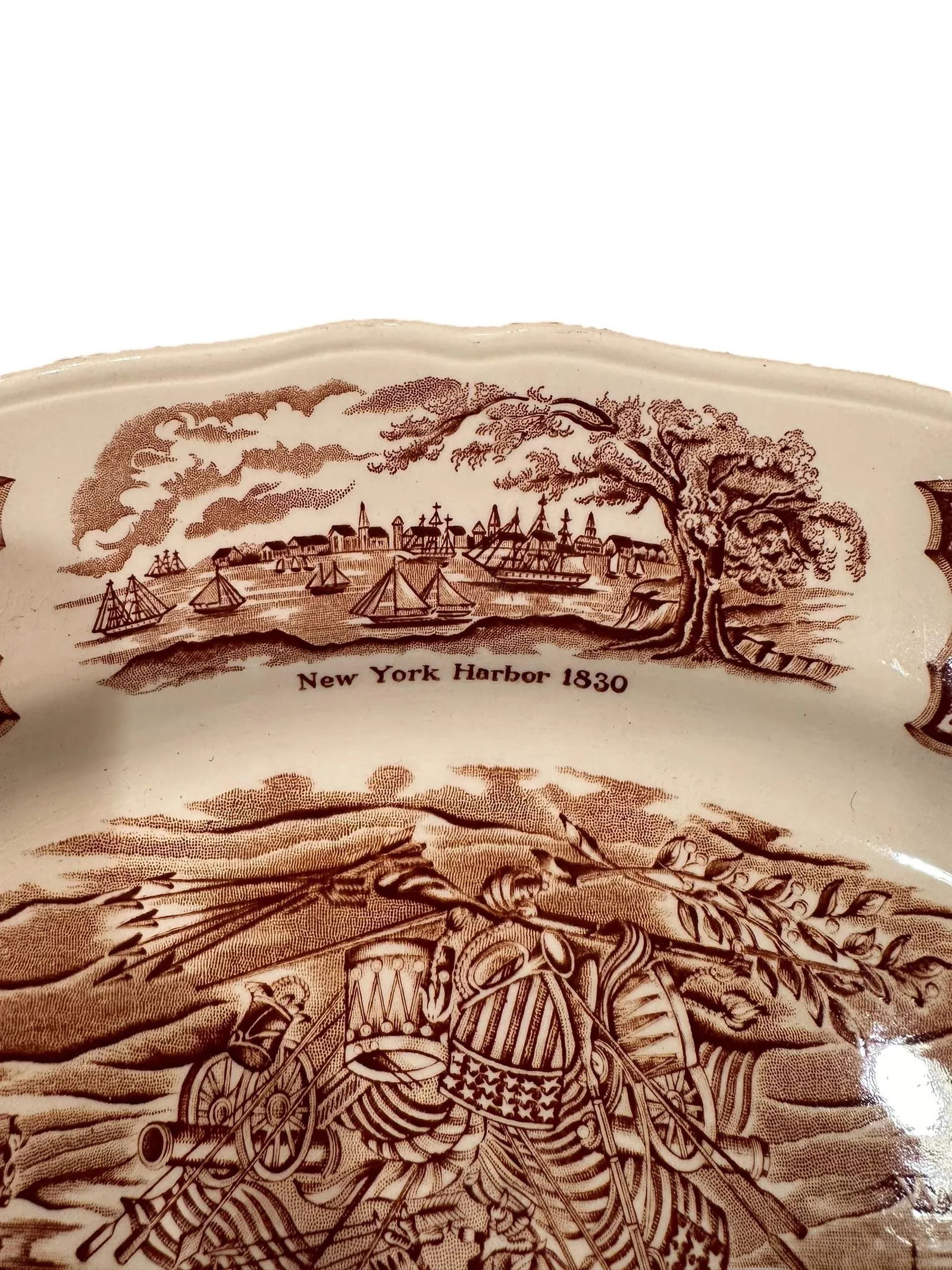 Vintage Alfred Meakin Staffordshire Fair Winds The Friendship of Salem Brown Platter - 7