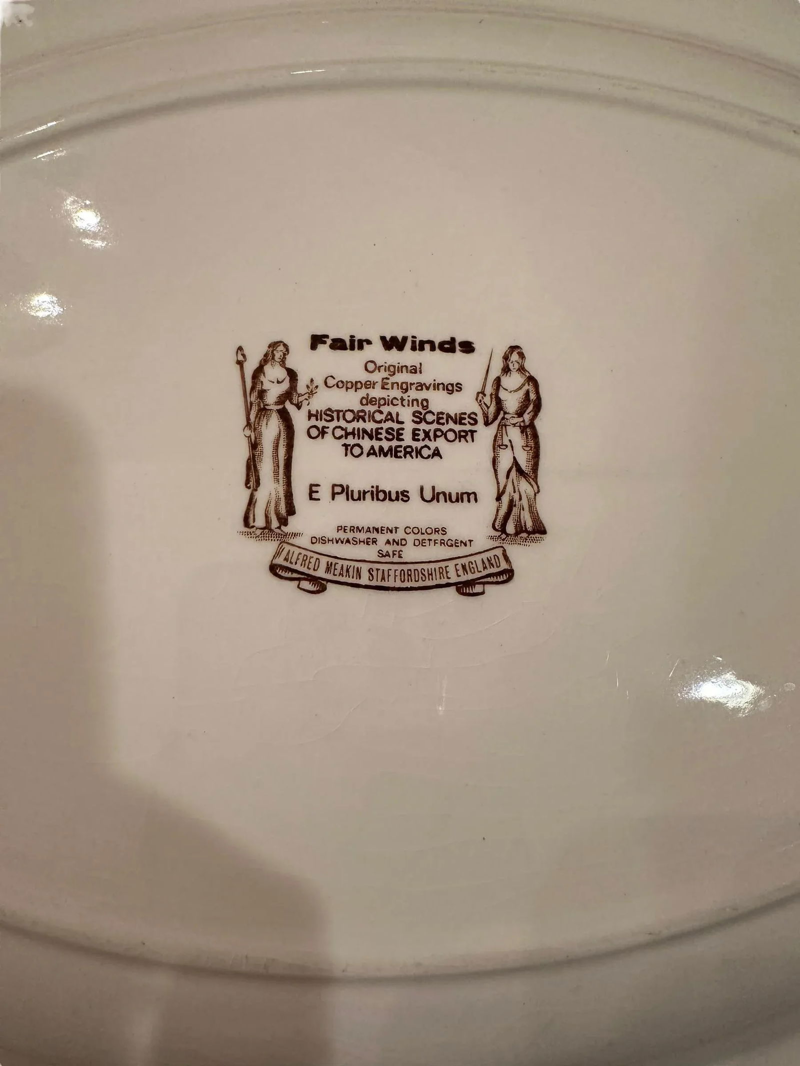Vintage Alfred Meakin Staffordshire Fair Winds The Friendship of Salem Brown Platter - 8