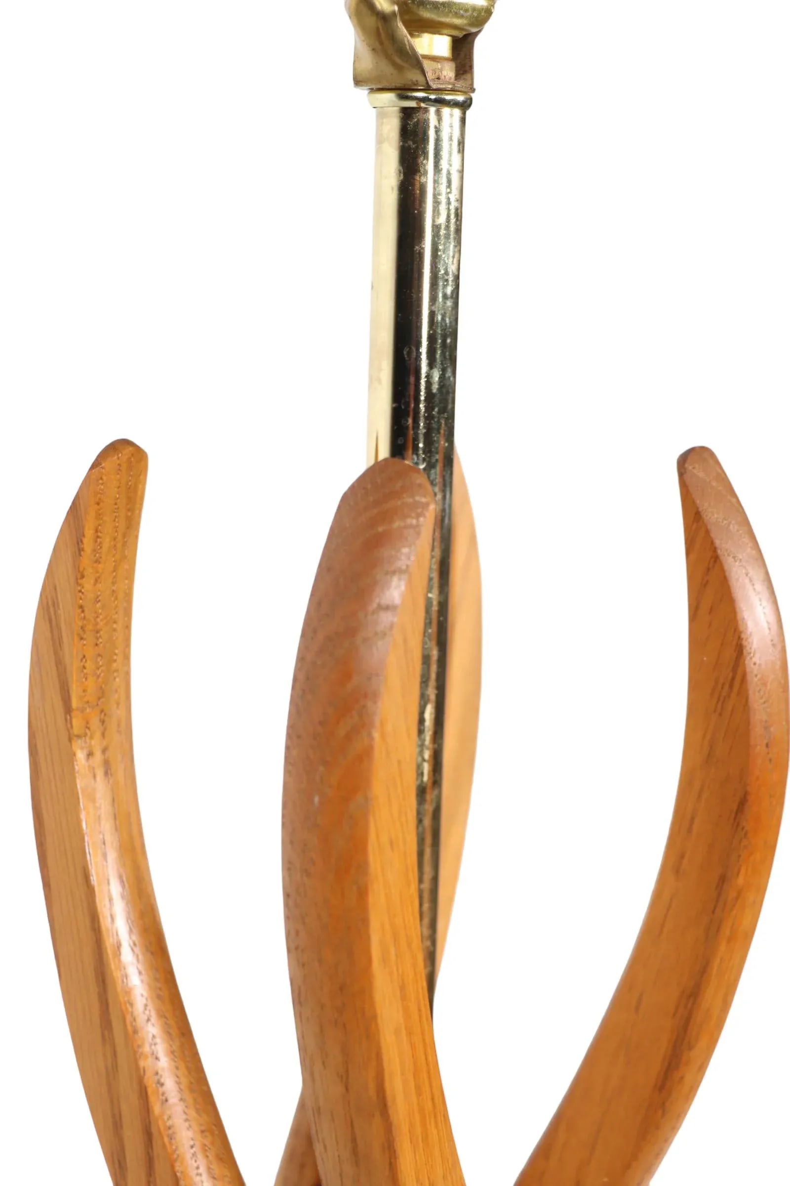 Sculptural Mid Century Wood Table Lamp American in the Danish Style C 1950/1960's - 12