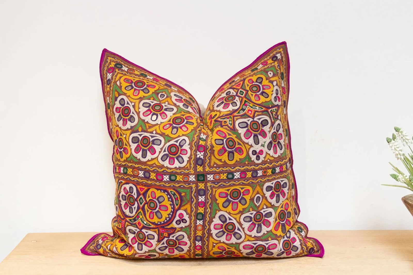 Azra Rajasthani Embroidered Decorative Pillow - 3