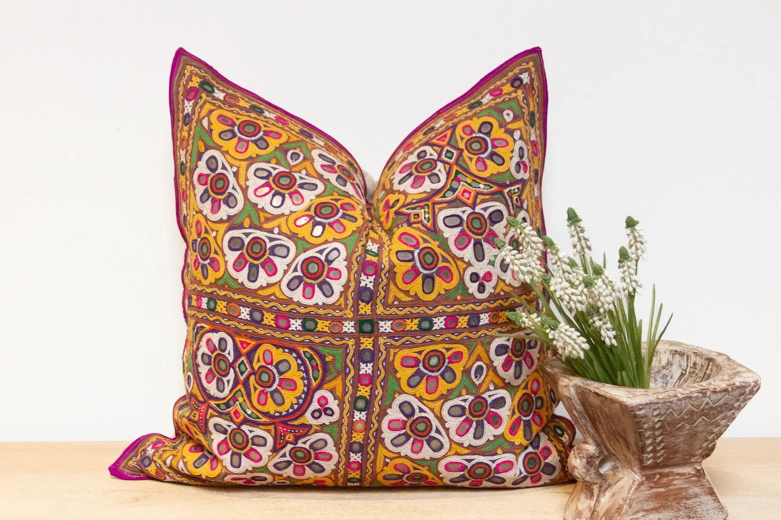 Azra Rajasthani Embroidered Decorative Pillow - 8