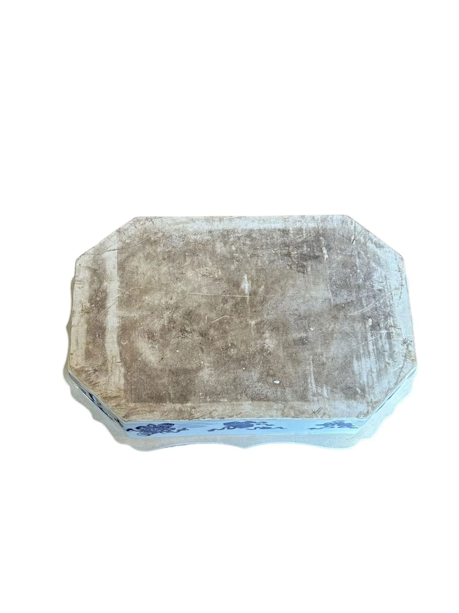 Antique Blue and White Chinoiserie Warming Dish With Pagoda Scenes - 11