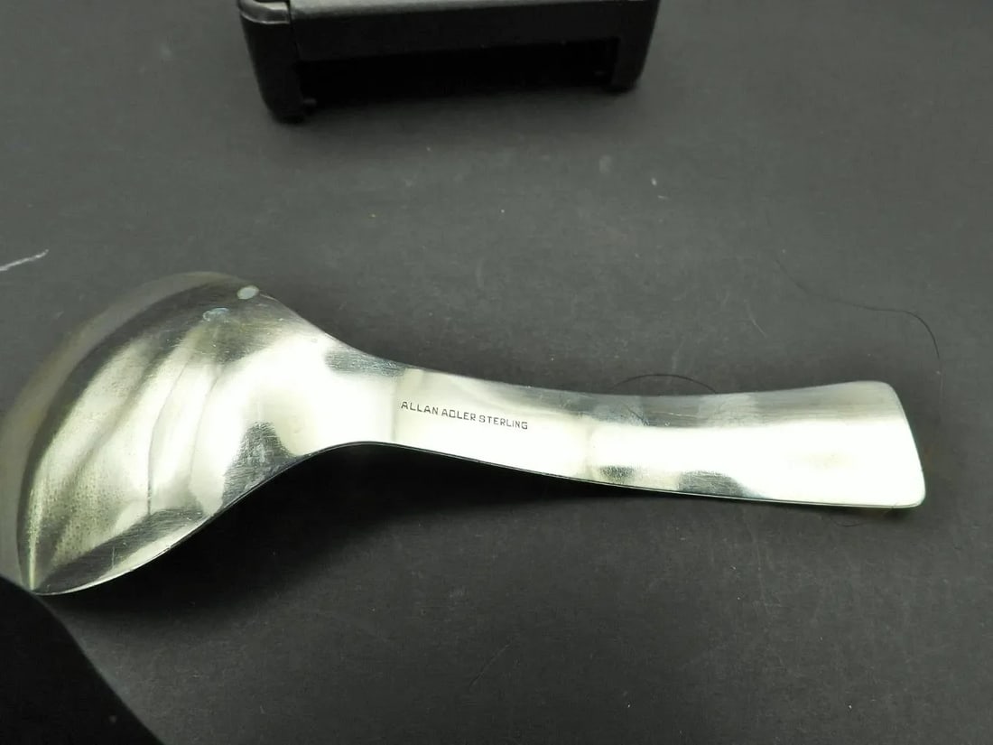 Vintage 1960s Allan Adler Sterling Silver Modernist Tea Caddy Serving Spoon - 6