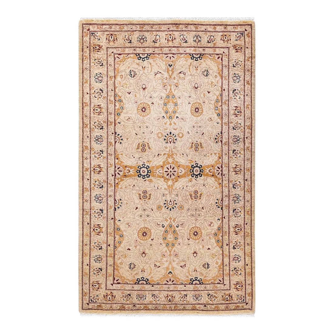 Mogul, One-of-a-Kind Hand-Knotted Area Rug - Ivory, 3' 1" x 5' 2": With understated palettes and allover designs, the rugs in the Mogul Collection will bring timeless sophistication to any room. Influenced by a spectrum of Turkish, Indian, and Persian designs, the