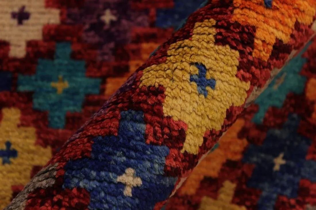 1990s Modern Balouchi Red& Orange Wool Rug- 5'1 X 6'7 - 4