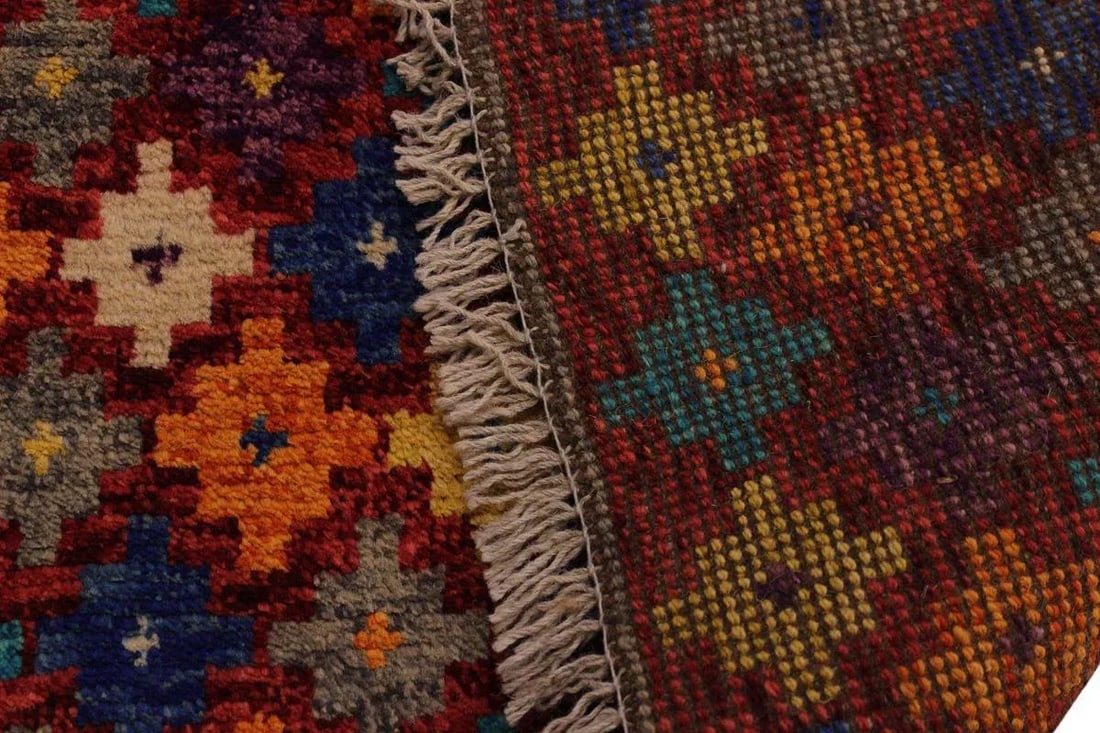 1990s Modern Balouchi Red& Orange Wool Rug- 5'1 X 6'7 - 7