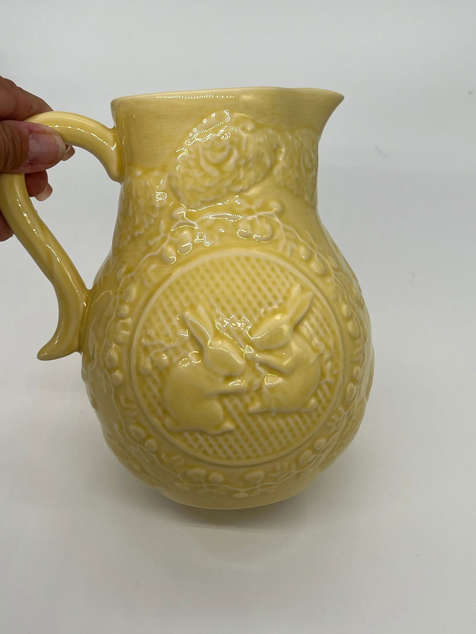 Bordallo Pinheiro Yellow Bunny Rabbit Pitcher - 6
