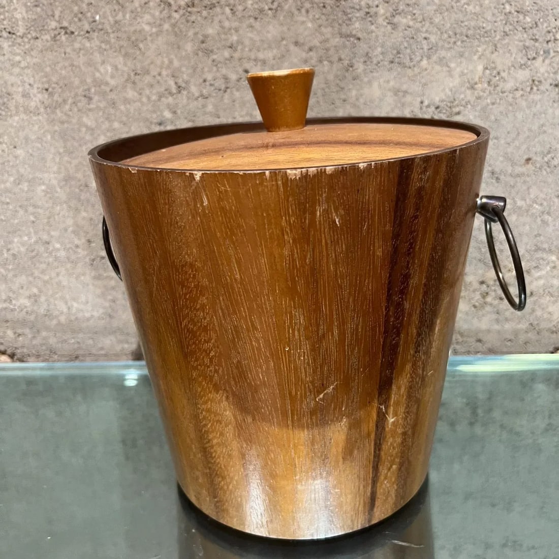 Mid-Century Modern KMC Barware Teak Wood Ice Bucket Japan - 10