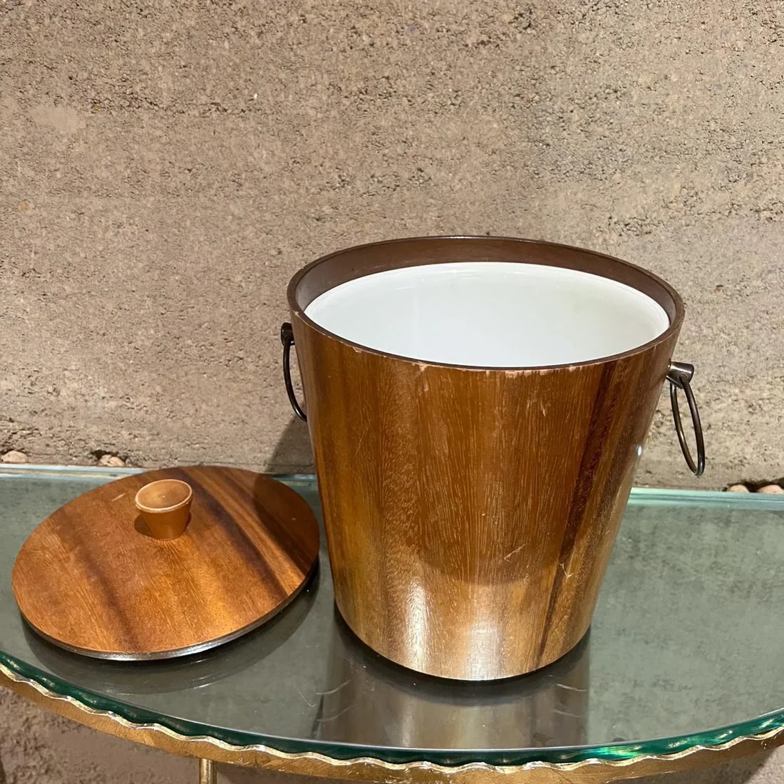 Mid-Century Modern KMC Barware Teak Wood Ice Bucket Japan - 11