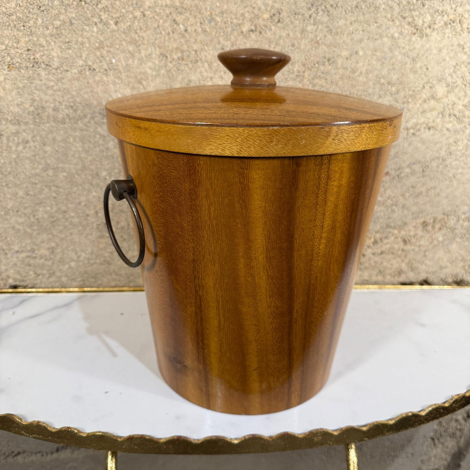 Mid-Century Modern KMC Barware Teak Wood Ice Bucket Japan - 13