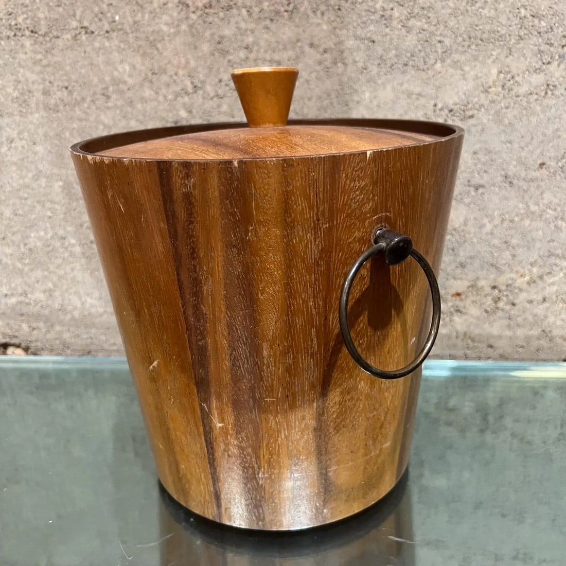 Mid-Century Modern KMC Barware Teak Wood Ice Bucket Japan - 4