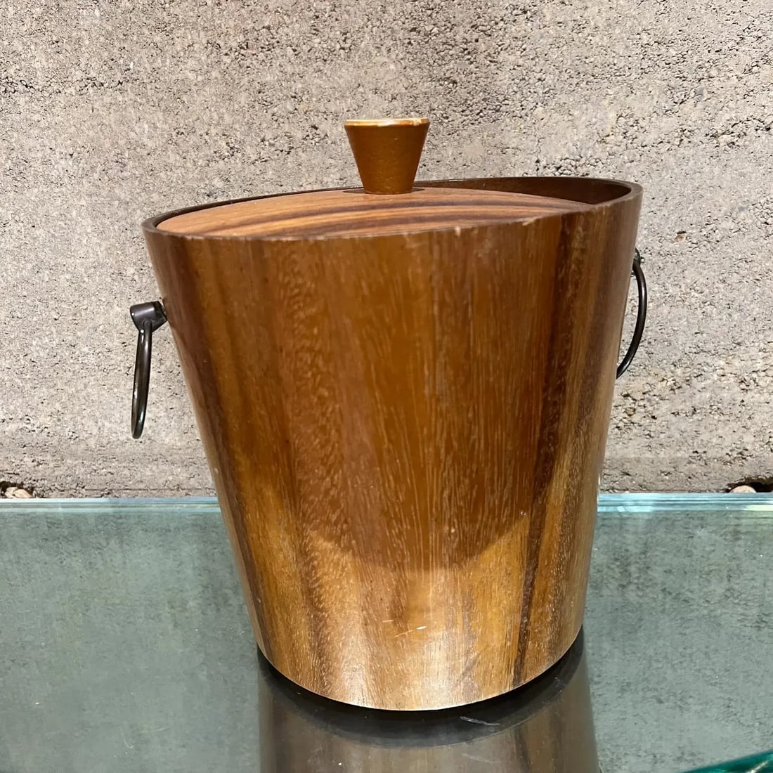 Mid-Century Modern KMC Barware Teak Wood Ice Bucket Japan - 7