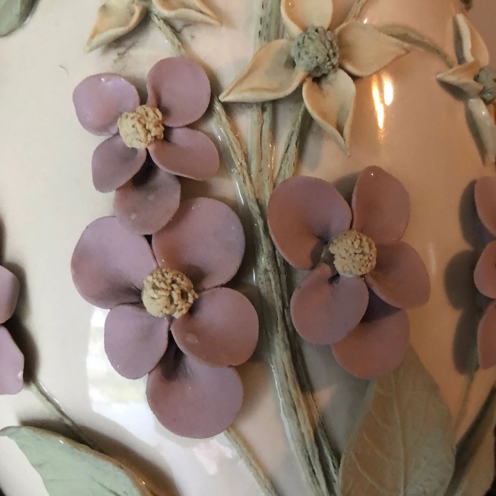 1970s Vintage Ceramic Floral Lamp - 5