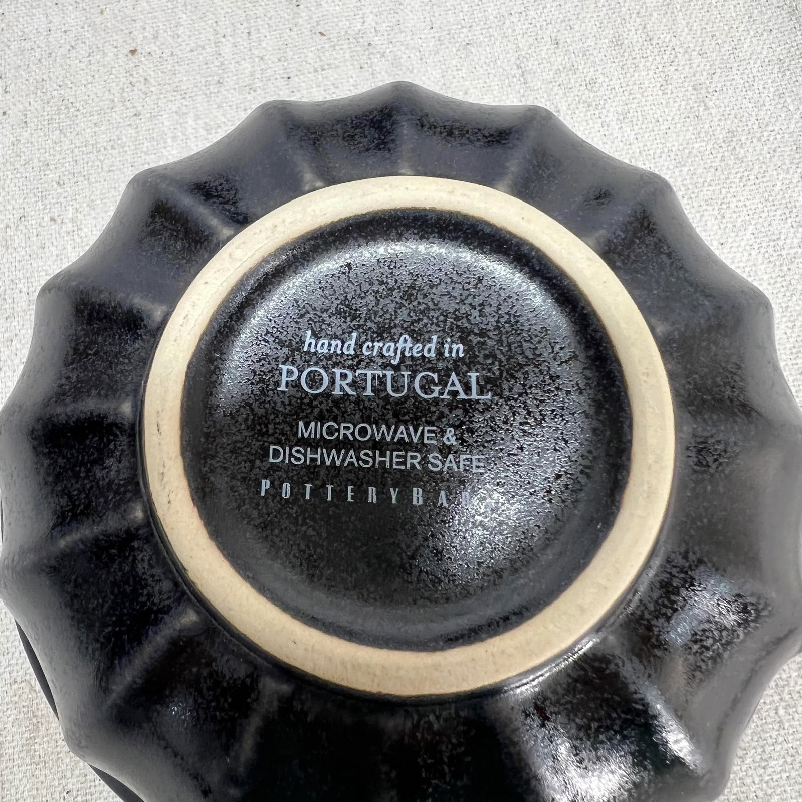 Hand Crafted Black Scalloped Portuguese Pottery Barn Soup Bowls - Set of 8 - 4