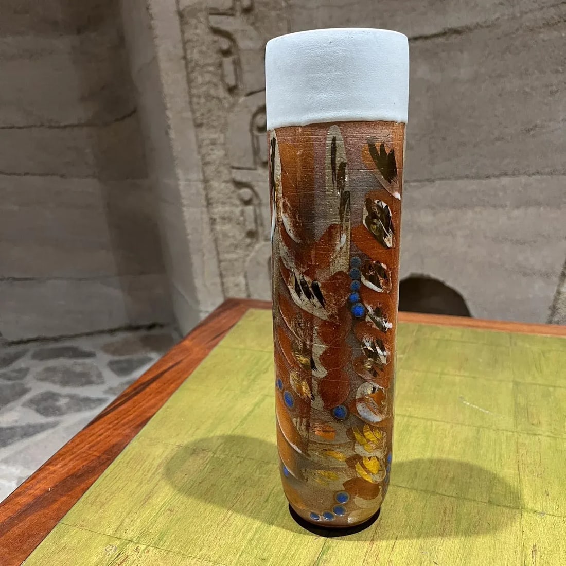 1970s Sculptural Vase Colorful Art Pottery - 9