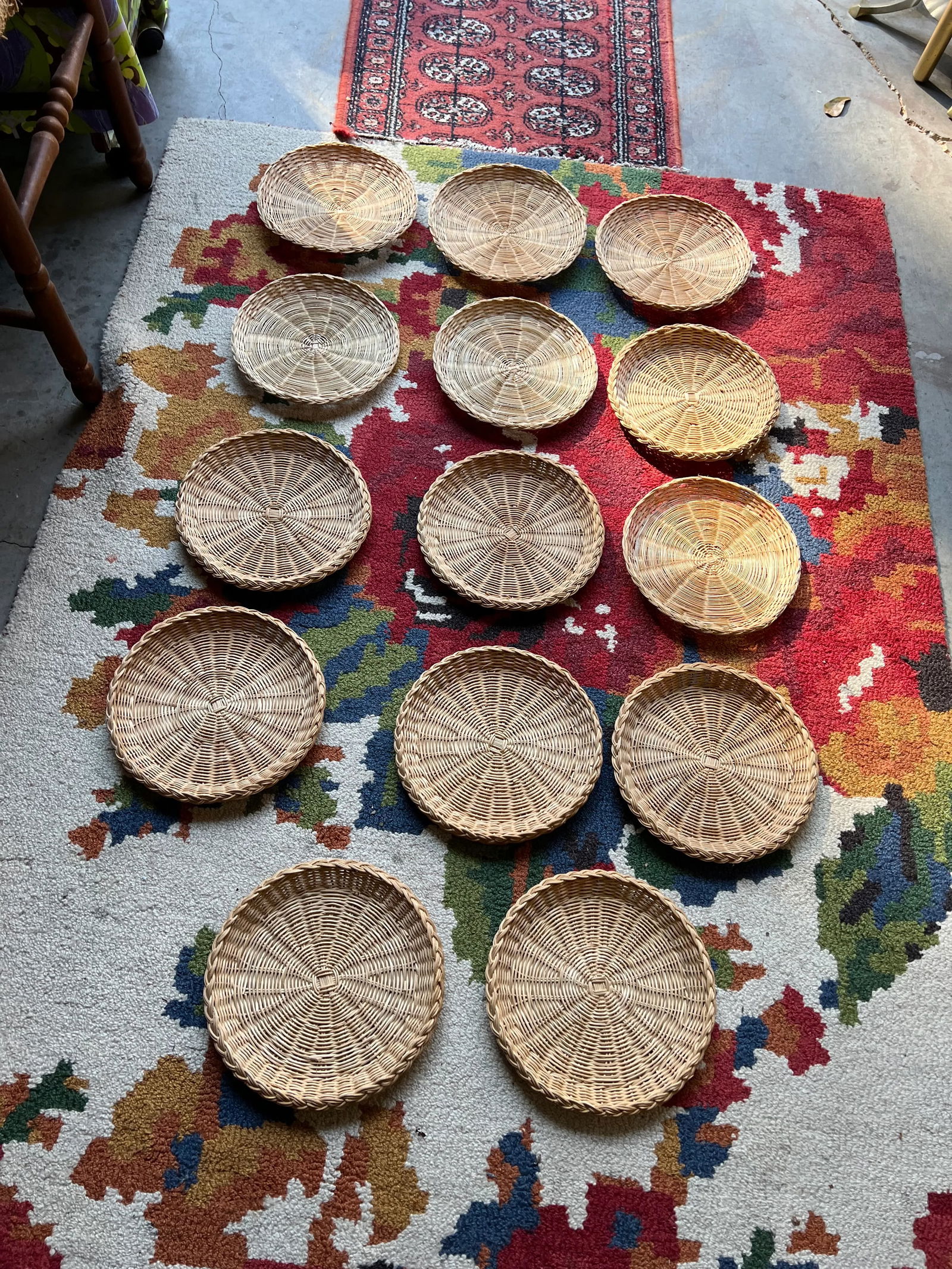 1970s Vintage Wicker Plate Holders- Set of 14 - 2