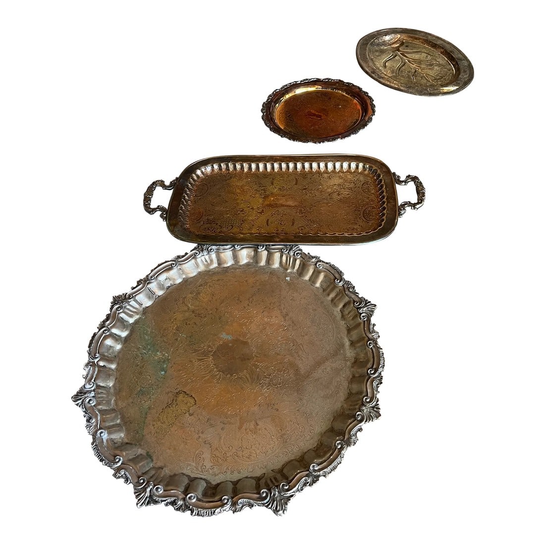 Set of 4 Vintage Silver Plated Serving Trays (1 of 11)