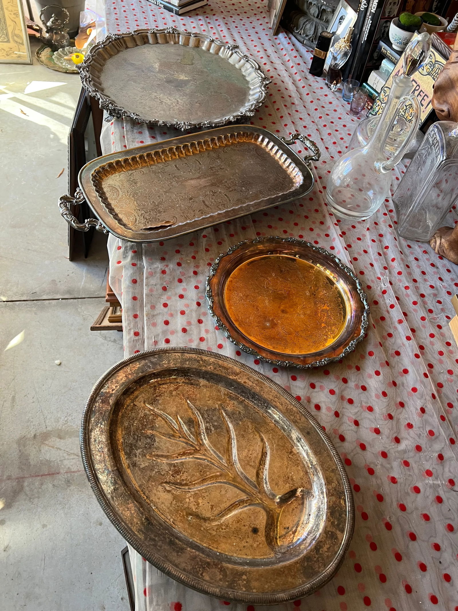 Set of 4 Vintage Silver Plated Serving Trays - 2