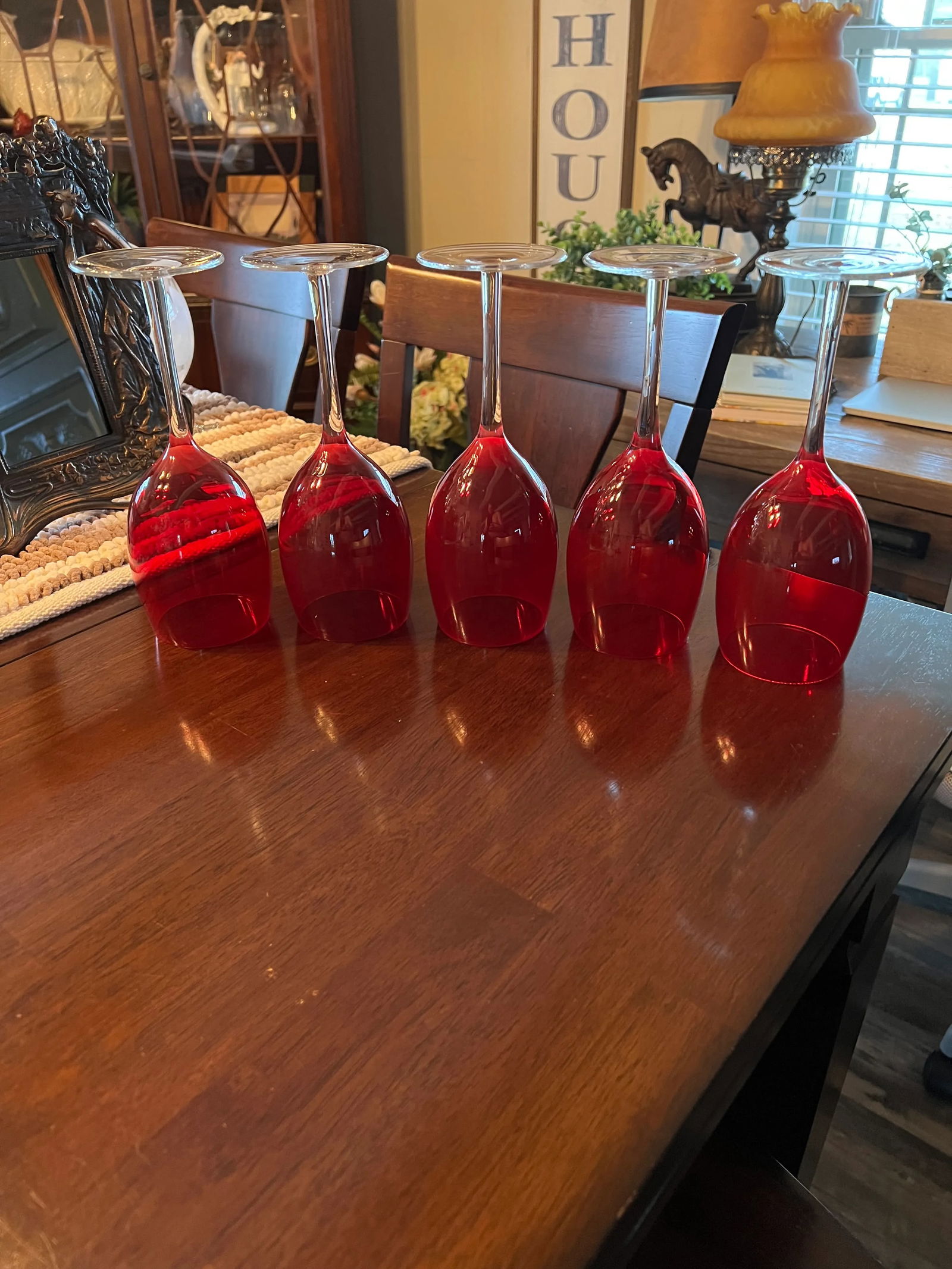 1990s Ruby Red Wine Glasses- Set of 5 - 2