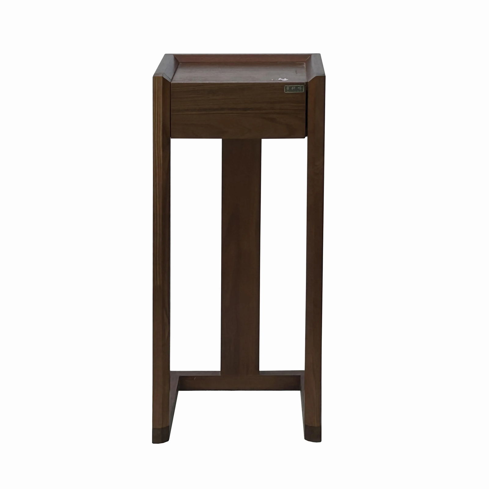 32" Chinese Oriental Minimalistic Square Brown Plant Stand Pedestal Table - 2